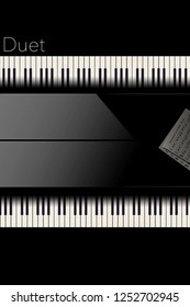 Back To Back Pianos Seen From Above Are Lined Up For A Duet Performance In This Striking Image. This Is An Illustration.