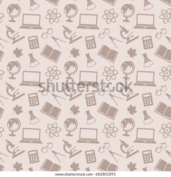 Back to school background.\
Education seamless patterns with school icons. Raster version.\
