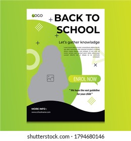 Back to school flyer template with Red and yellow green background. school sale banners set with orange and red watercolor splashes