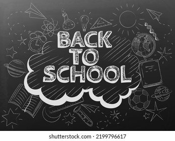 Back To School Illustration, Back To School Board, School Board, Black Board, School Drawing