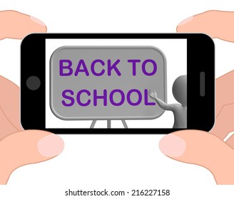 Back To School Phone Showing Learning And Stationery Supplies