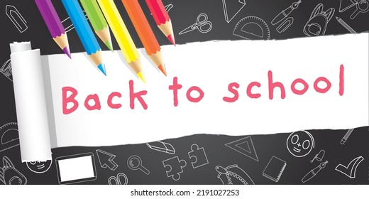 Back School Slate Doodles Large Banner Stock Illustration 2191027253 ...