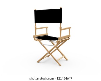 Back View Of Directors Chair In Film Industry, Isolated On White Background.