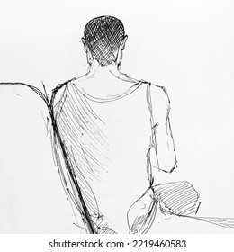 Back view young guy