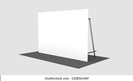 Backdrop, Press Banner 2x3 Meters With Black Carpit. 3d Render Template. Mockup