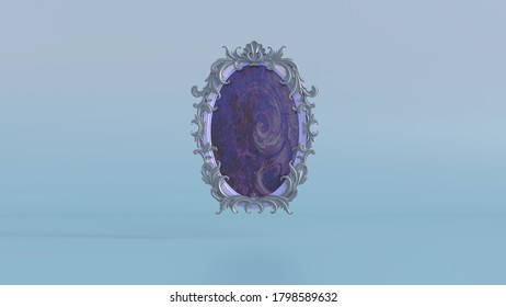 Backdrops and retro vintage classic objects-fantasy wizard magic mirror_3d rendering image