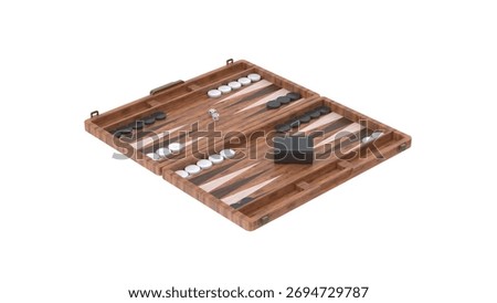 Backgammon Game,backgammon dice and game checkers isolated on white background.3d rendering.