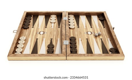 Backgammon isolated on white background. 3D illustration.