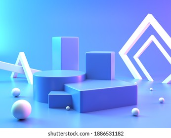 Background  3d Blue rendering minimal abstract background 3d rendering abstract geometric shape pastel. Stage for cube product in modern.