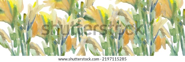Background with abstract flowers in watercolor technique. Plant pattern with flowers. Texture for wrapping, wallpaper, textile, backdrop, postcard, invitations, fabric, app.