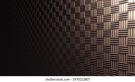 Background Acoustic Soundproof Foam Illuminated By Warm Light. 3d Rendering