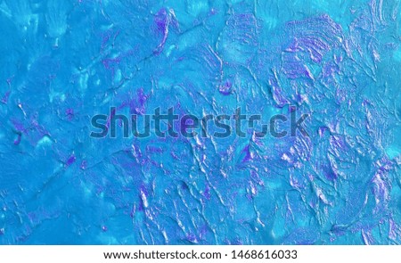 Background acrylic paint blue color with pearl tints and pink strokes
