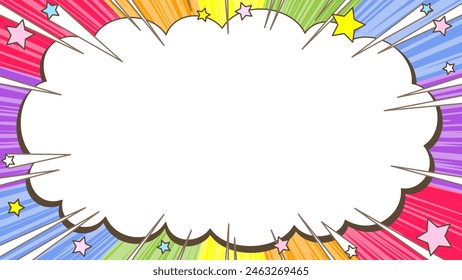 Background for banner: rainbow, speech bubbles and concentrated lines ver.