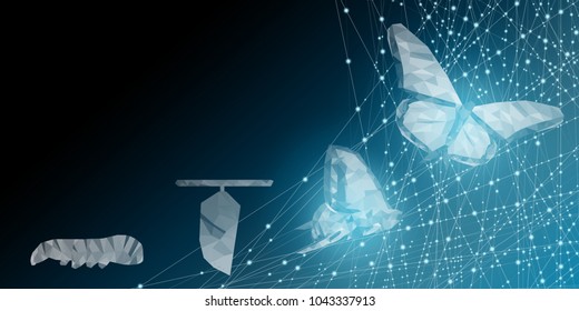 Background of beautiful abstract Business transformation innovation. Change from to high technology like butterfly life cycle. to imply with success future business growth concept or other transform