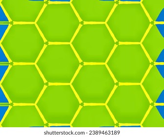 Background with beauty hexagons pattern in green and blue color 