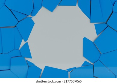 Background Of Blue Fragments Of The Wall 3d Render. Modern Design Copy-paste