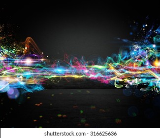 Background of bright colored and brilliant trails
