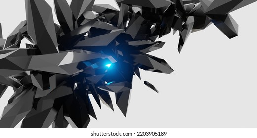 Background Broken Glass Blasting Metal Shards Scattered 3D Illustration