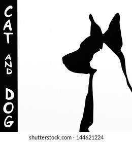 background with cat and dog silhouette