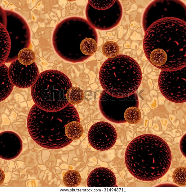 Background\
with cells and viruses invading organic\
tissue