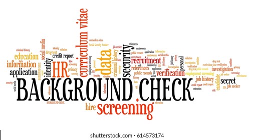 Background Check - Employment Screening. Word Cloud Concept.