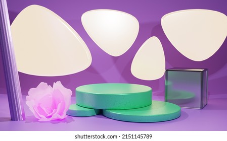 Background Colorful 3D Shapes Flower Modern Design  Studio Artsy Fashion Podium Fun Render Geometric