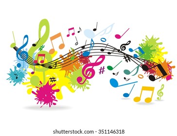 Background With Colorful Music Notes