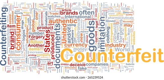 Background Concept Wordcloud Of Counterfeit Goods