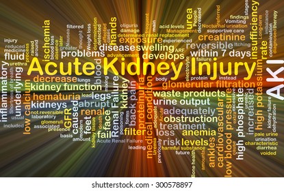 Background Concept Wordcloud Illustration Of Acute Kidney Injury AKI Glowing Light