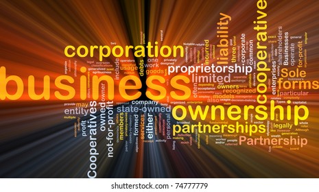 Background Concept Wordcloud Illustration Of Business Corporation Ownership Glowing Light