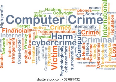 Background concept wordcloud illustration of computer crime