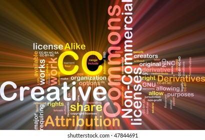 Background Concept Wordcloud Illustration Of Creative Commons License Glowing Light