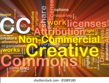 Background Concept Wordcloud Illustration Of Creative Commons License Glowing Light