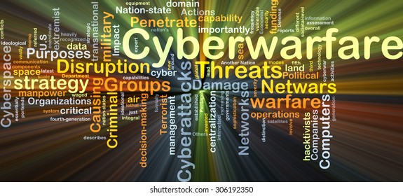 Background Concept Wordcloud Illustration Of Cyberwarfare Glowing Light