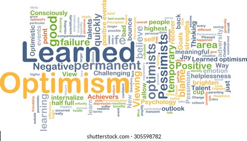 Background concept wordcloud illustration of learned optimism