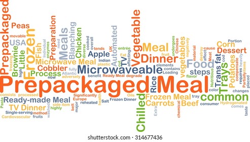 Background Concept Wordcloud Illustration Of Prepackaged Meal