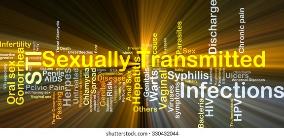 Background Concept Wordcloud Illustration Of Sexually Transmitted Infections STI Glowing Light