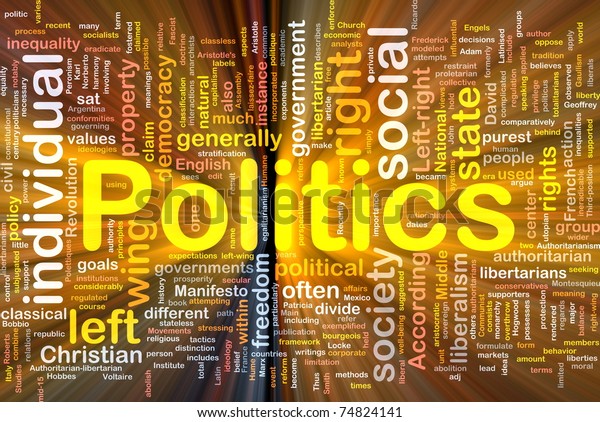 Background concept wordcloud illustration\
of social individual politics glowing\
light