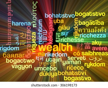 Background concept wordcloud multilanguage international many language illustration of wealth glowing light