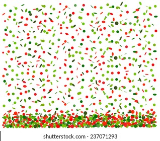 Background With Confetti In Red And Green