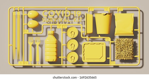 Background For Coronavirus Outbreak. Yellow Plastic Assembly Kit Of 