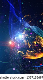 Background design abstract forms and planets on the subject of science.  Explosion of stars in space. Fantastic galaxy in the universe. Planets in distant solar system in space. Illustration from NASA