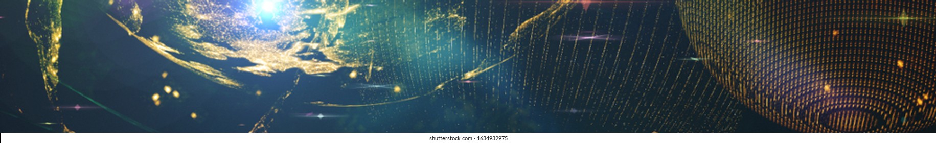 Background design abstract forms and planets on the subject of science.  Explosion of stars in space. Fantastic galaxy in the universe. Panoramic view of planets in space. 