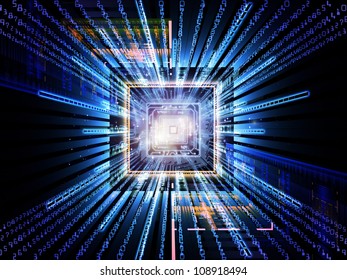 Background Design Of Computer Chip, Numeric And Abstract Elements On The Subject Of Computers,  Math And Information Technology