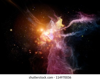 Background design of nebulous textures, lights and gradients on the subject of astronomy, imagination, fantasy and creativity