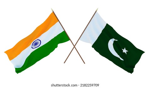 Background for designers, illustrators. National Independence Day. Flags of India and Pakistan
