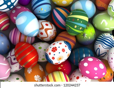 Background with Easter Eggs (Computer generated image)