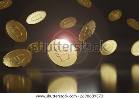 Background of falling Dirham coins. 3d illustration.