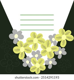 background with flowers peeking out of an envelope. Template for Invitation or Greeting Card, featuring a Blank space for personalized Text -  Illustration - Powered by Shutterstock