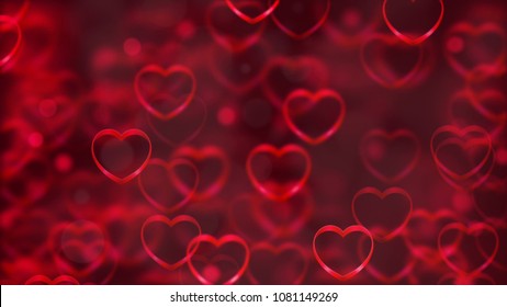 Background, flying hearts 3D rendering